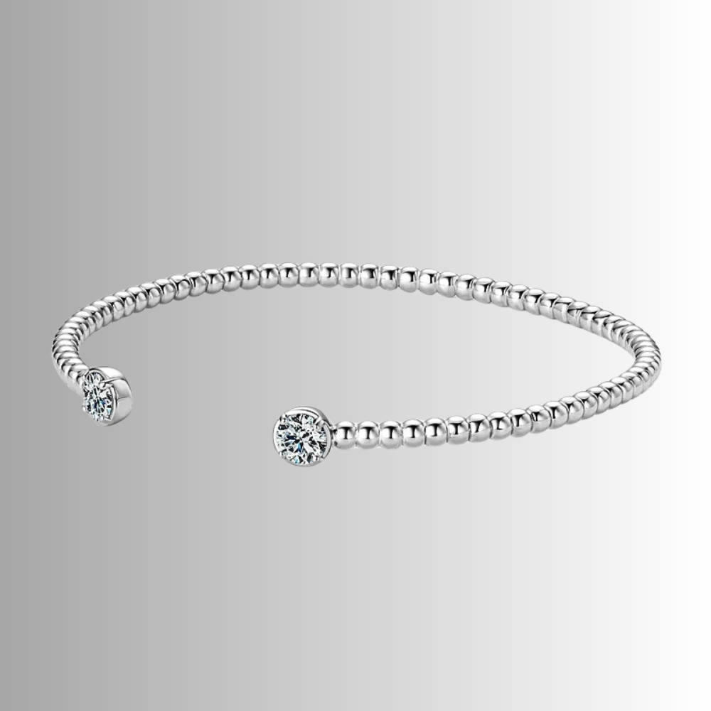 Bracciale Rigido Aperto con due Moissaniti da ct 0.50
