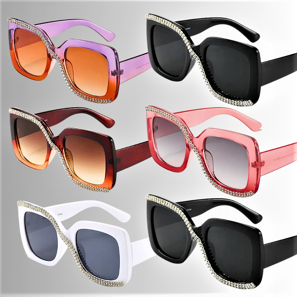 Gafas de sol cuadradas con diamantes de imitación para mujeres atrevidas
