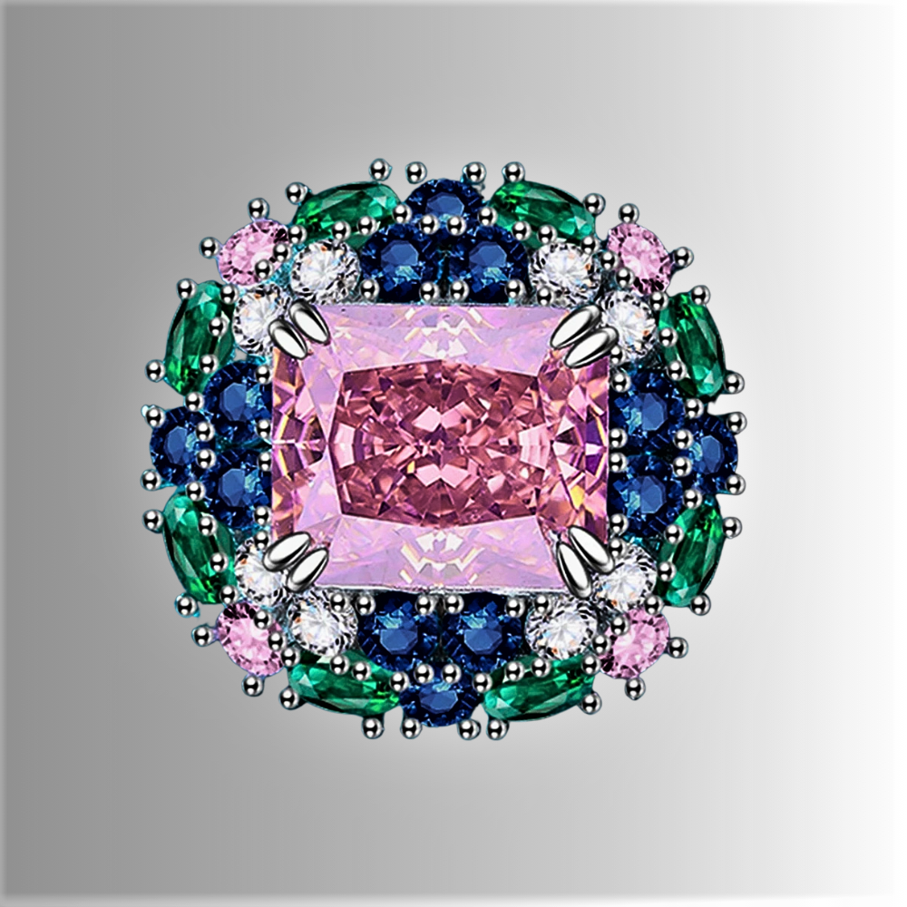 Fascione "Incanto di Primavera" con Zaffiro Rosa di ct 6,70 e altre Gemme Lab Grown