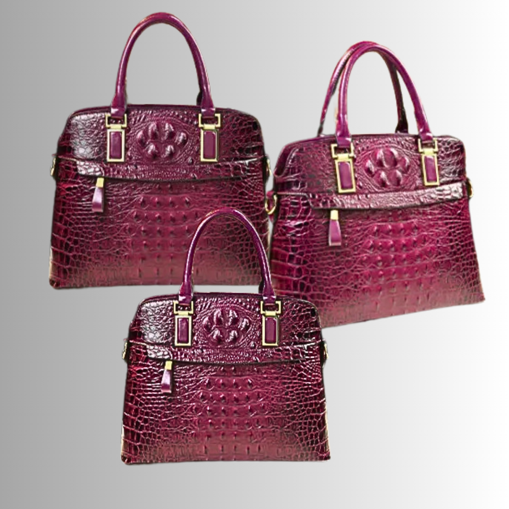 Borsa in Vera Pelle con Lavorazione Coccodrillo