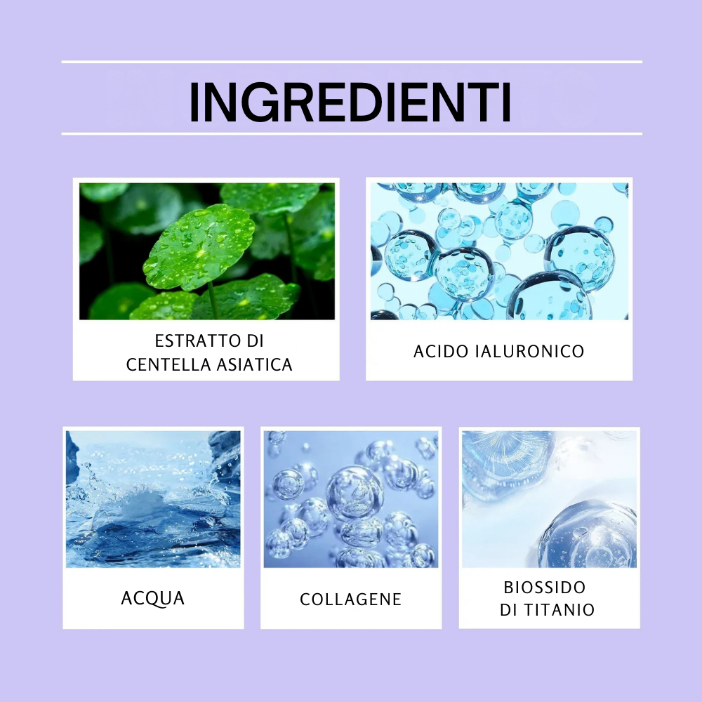 Crema Solare Curativa con Centella, Acido Ialuronico e Collagene