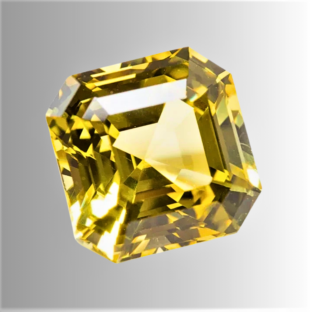 Zaffiro Giallo Lab Grown Taglio Asscher Certificato