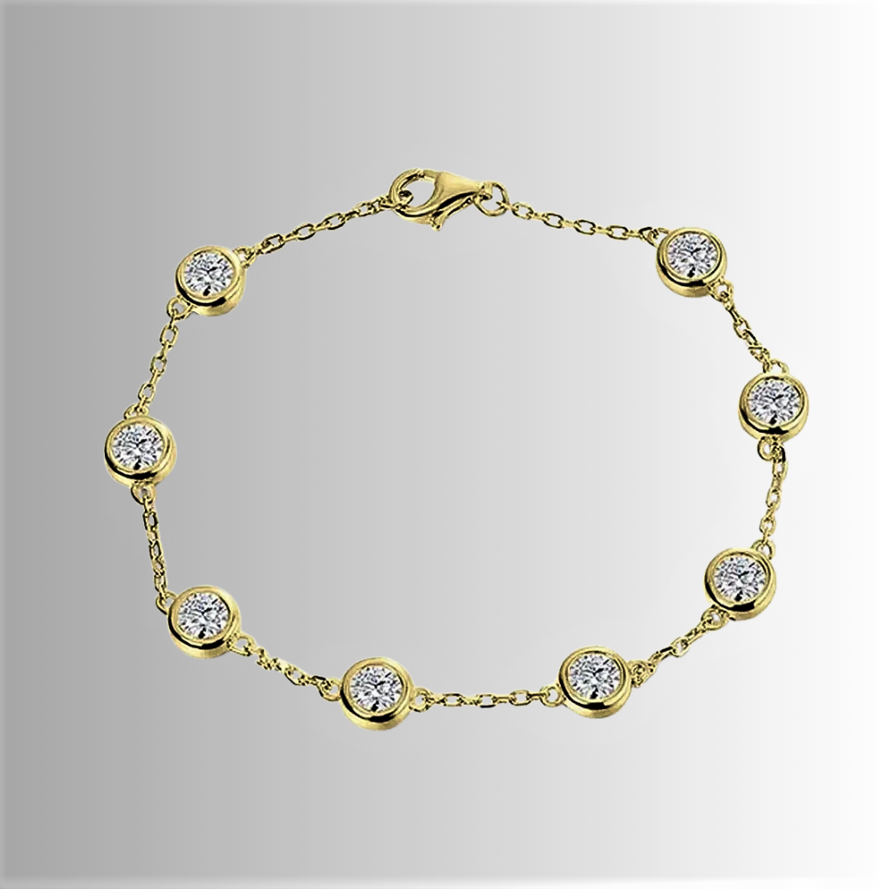 Bracciale con 8 castoni tondi con Ct 2,40 di Moissanite D Color