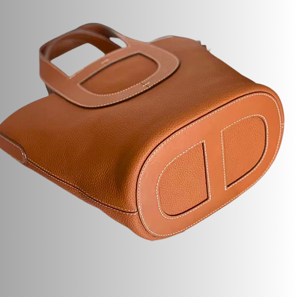 Borsa Tote a Secchiello in Vera Pelle di Vitellino