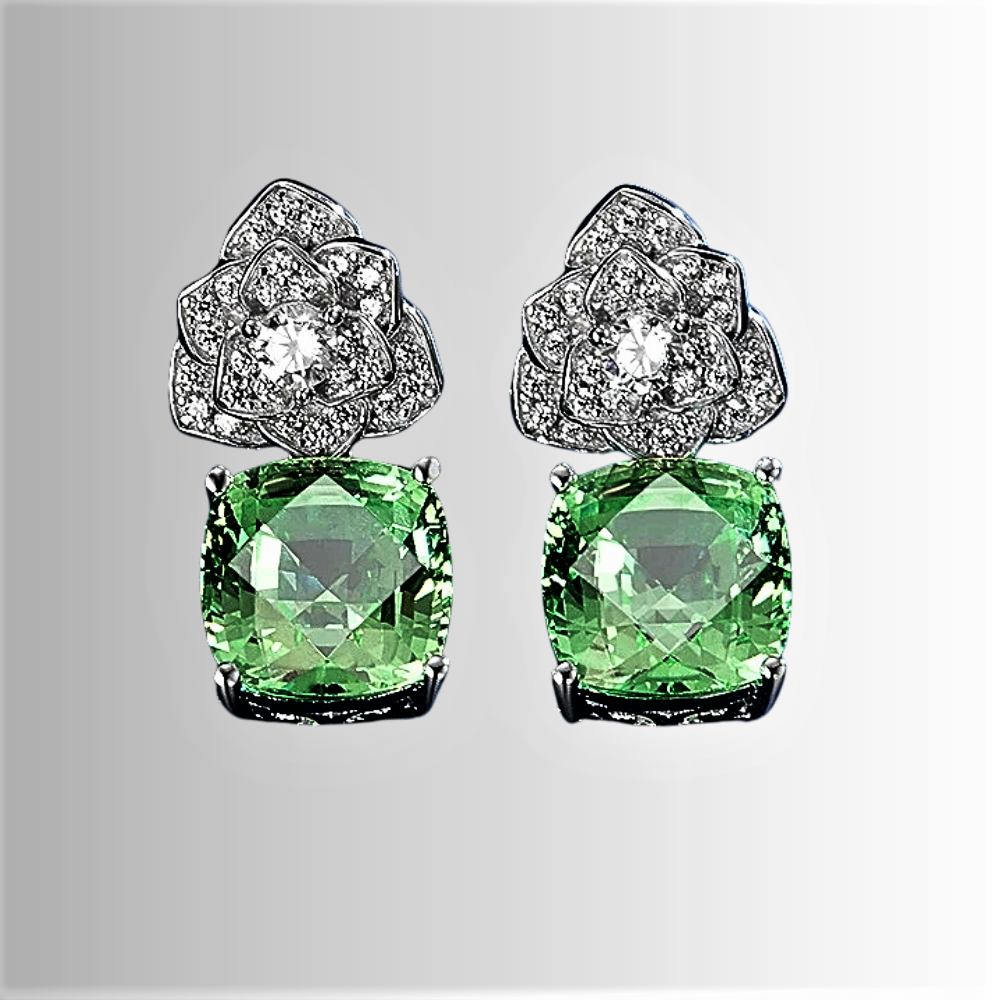 Mini Collezione di Orecchini Floreali con Zaffiri Coltivati e Brillanti Lab Grown