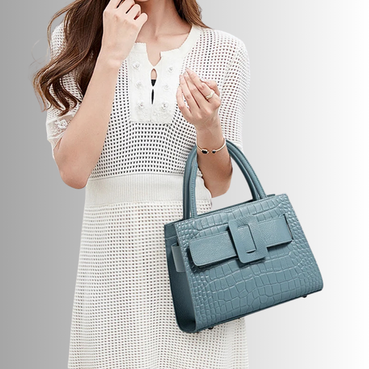 Borsetta in doppio strato di vera Pelle di Vitellino con Lavorazione Coccodrillo