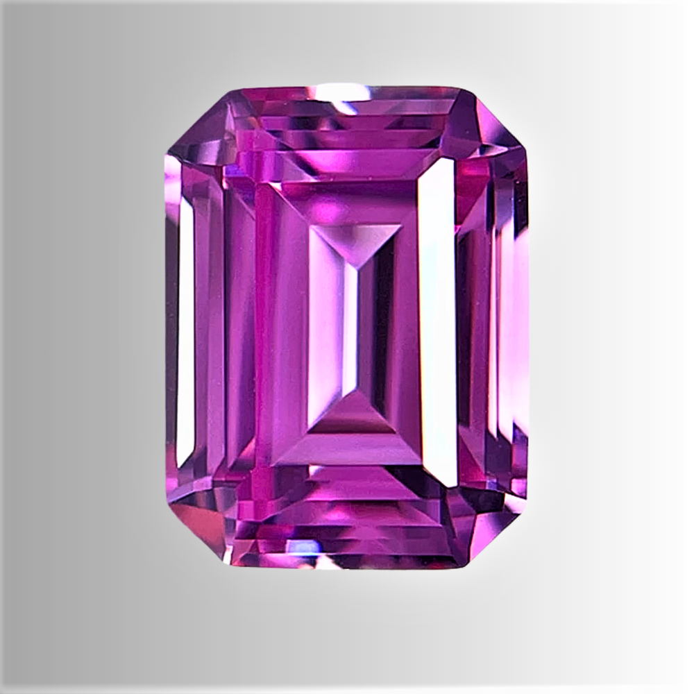 Zaffiro Rosa Intenso Lab Grown Taglio Smeraldo Certificato