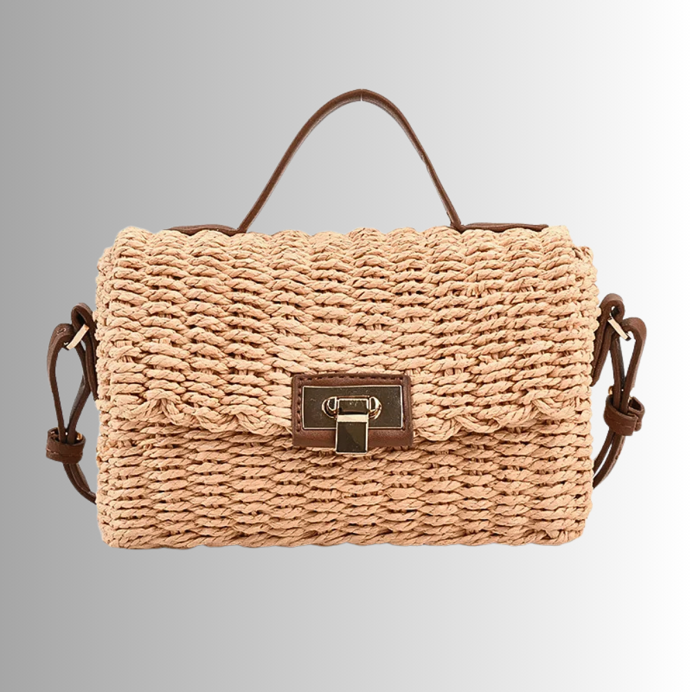 Mini Bag in Paglia Intrecciata con dettagli in Similpelle