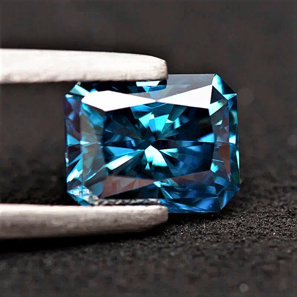 Moissanite Blu Zaffiro Taglio Radiant Certificata