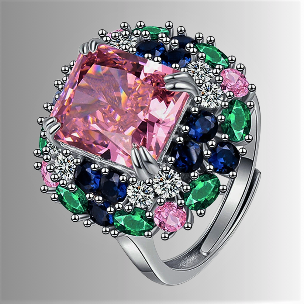 Fascione "Incanto di Primavera" con Zaffiro Rosa di ct 6,70 e altre Gemme Lab Grown