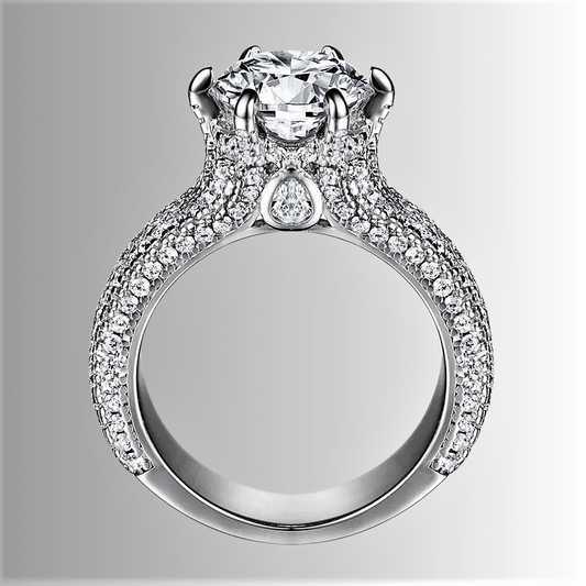 Mini Collezione di Solitari con Pavè di Moissanite di ct 2,00 e Brillanti Coltivati