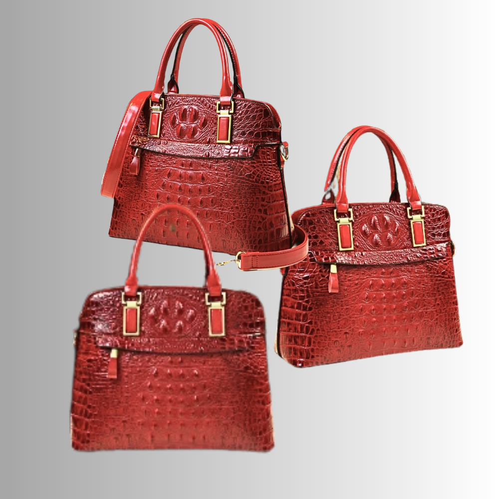 Borsa in Vera Pelle con Lavorazione Coccodrillo