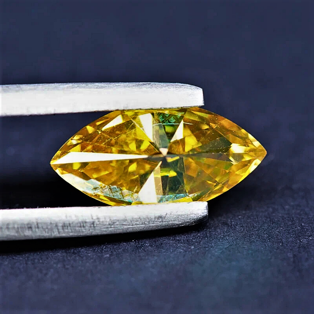 Moissanite Giallo Intenso Taglio Marquise Certificata