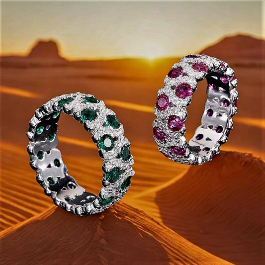 Fascia Intera con Smeraldi o Rubini ad Alto contenuto di Carbonio e Zirconi AAA