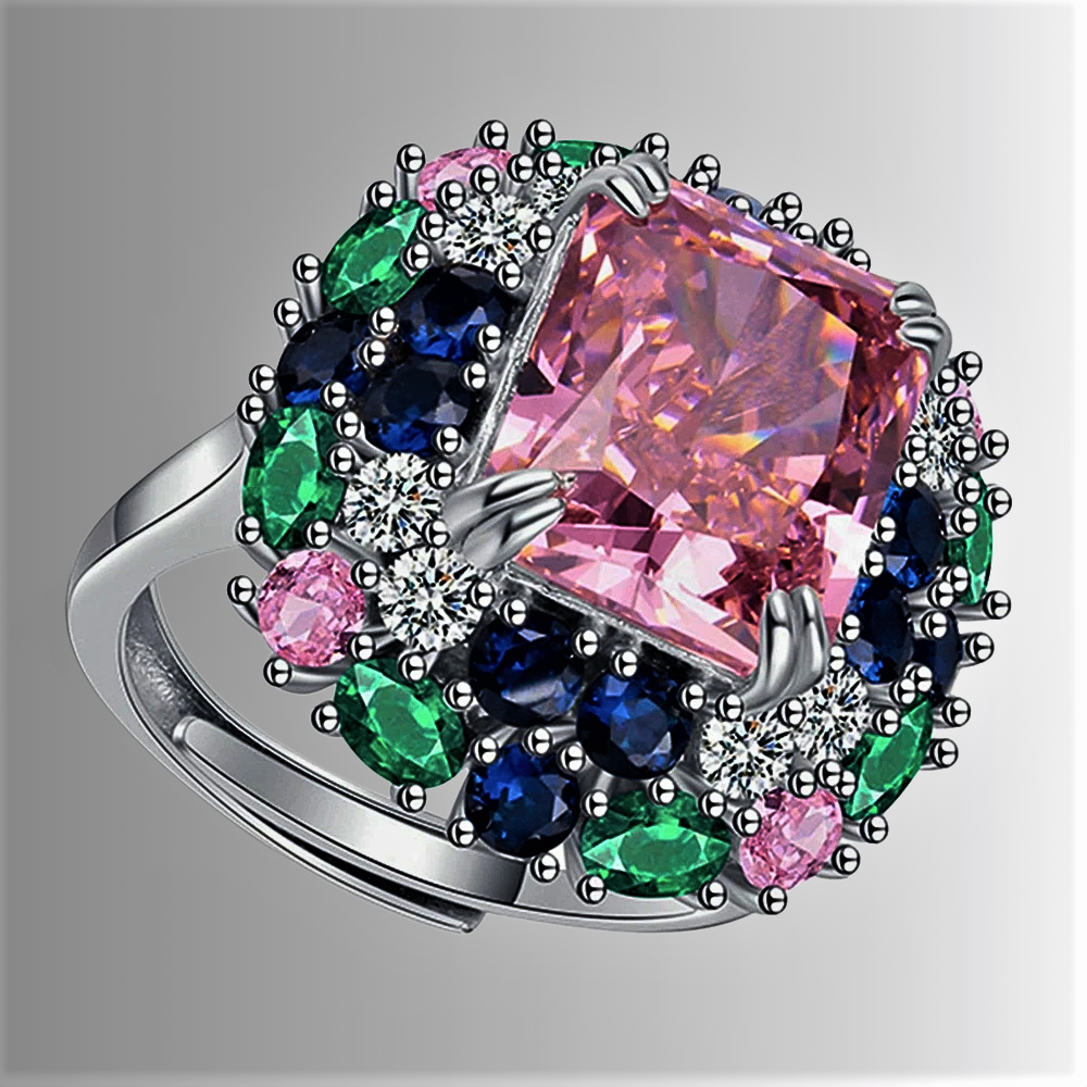 Fascione "Incanto di Primavera" con Zaffiro Rosa di ct 6,70 e altre Gemme Lab Grown