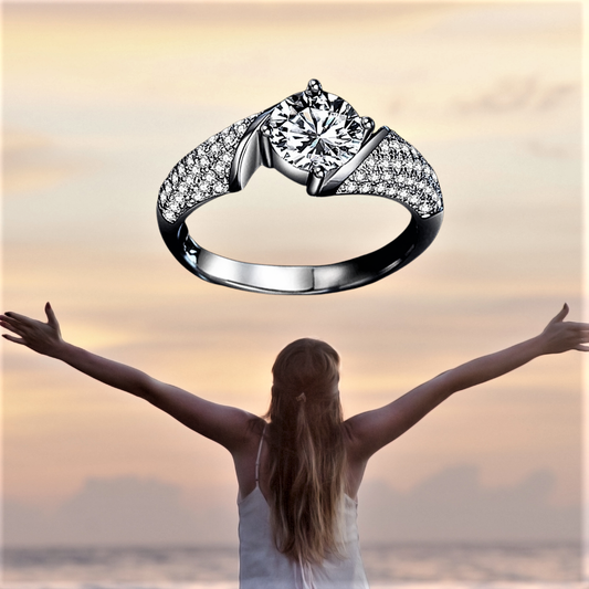 Solitario con Moissanite D Color da ct 1,00 e Pavè