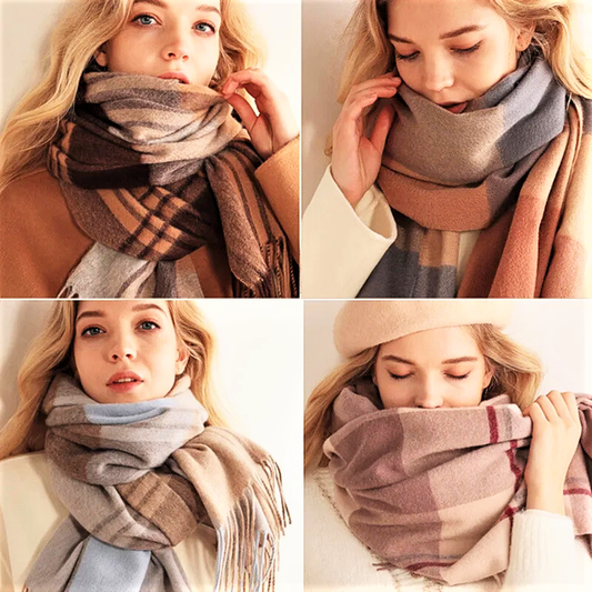 Sciarpa a Scacchi in Pura Lana 100%