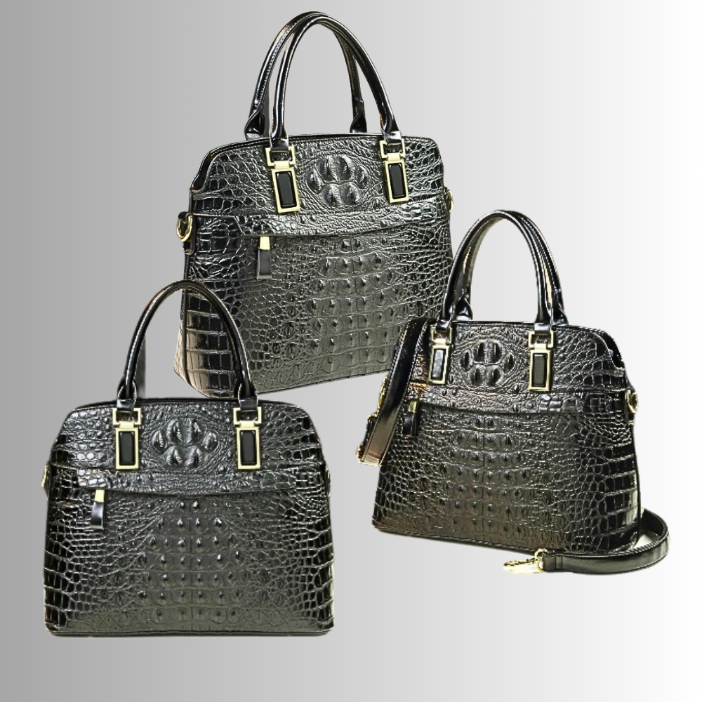Borsa in Vera Pelle con Lavorazione Coccodrillo