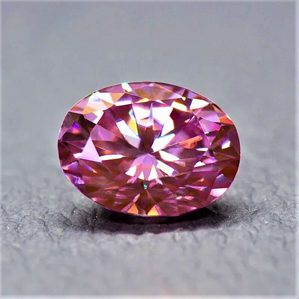 Moissanite Rosa Intenso Taglio Ovale Certificata
