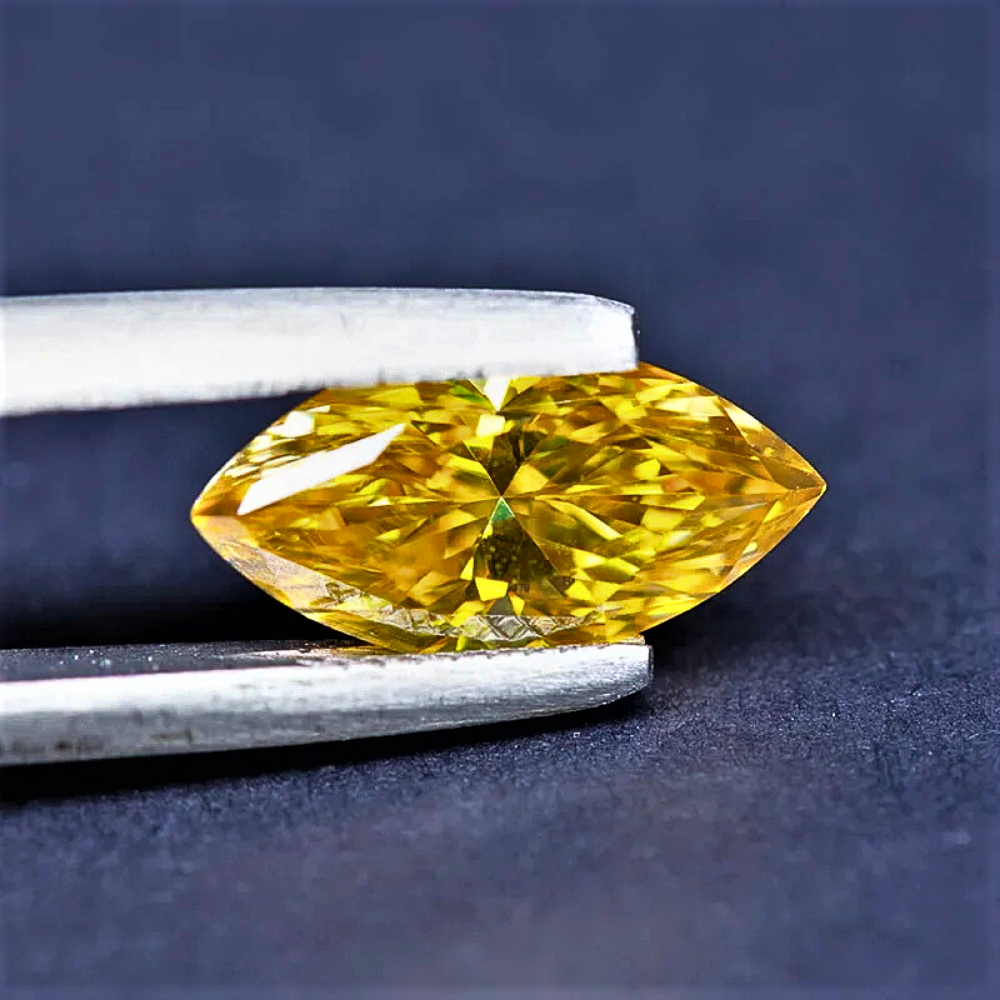 Moissanite Giallo Intenso Taglio Marquise Certificata