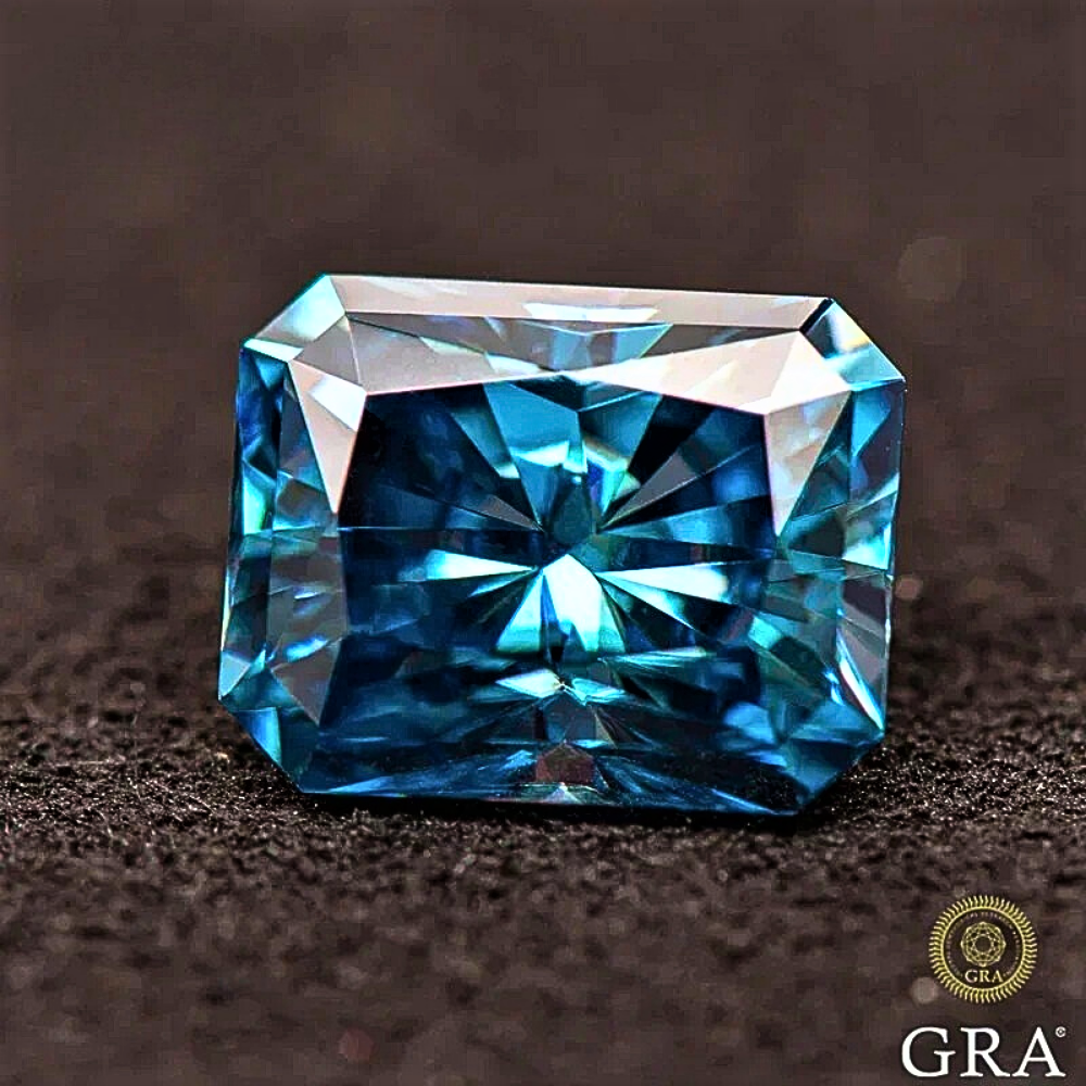 Moissanite Blu Zaffiro Taglio Radiant Certificata