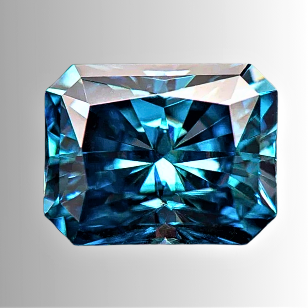 Moissanite Blu Zaffiro Taglio Radiant Certificata