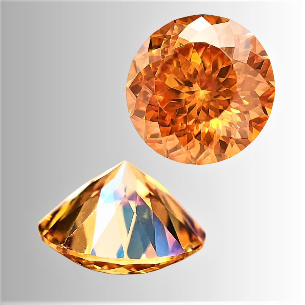 Moissanite Arancio Taglio Brillante con 100 faccette Certificata
