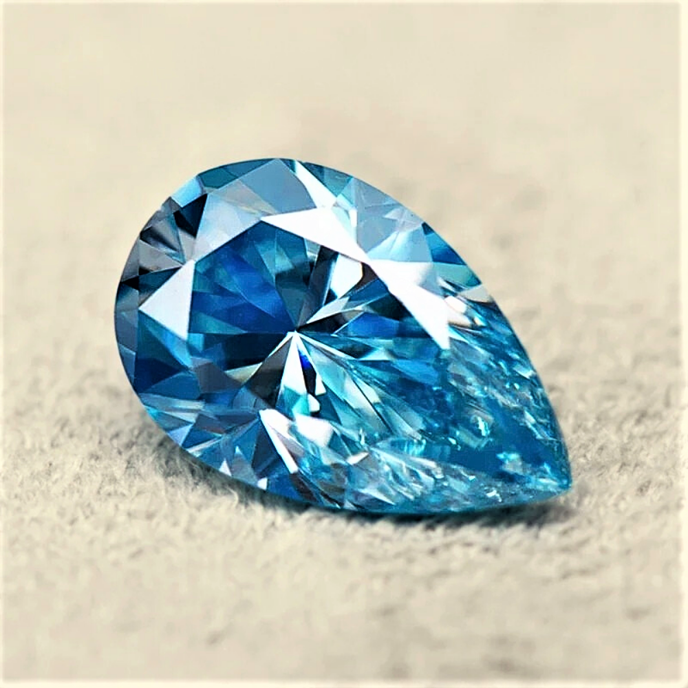 Moissanite Blu Ghiaccio Taglio Goccia Certificata