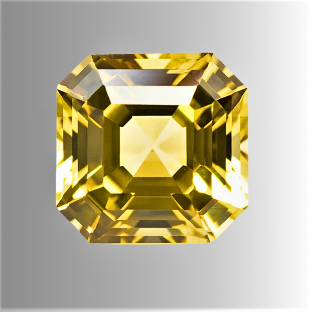 Zaffiro Giallo Lab Grown Taglio Asscher Certificato