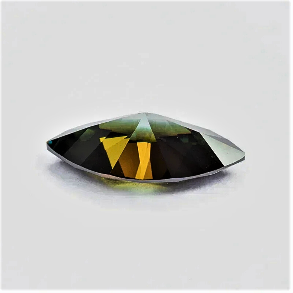 Moissanite Giallo/Verde Taglio Marquise Certificata