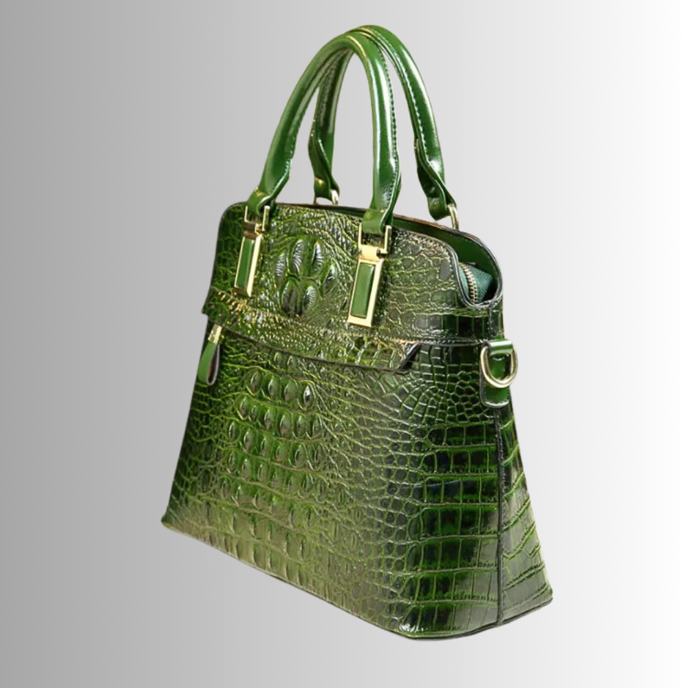 Borsa in Vera Pelle con Lavorazione Coccodrillo