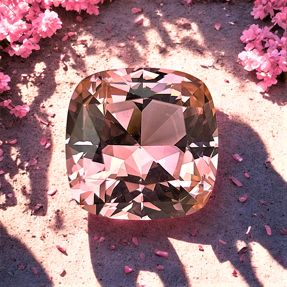 Morganite Rosa Pesca Lab Grown Taglio Cuscino Certificata