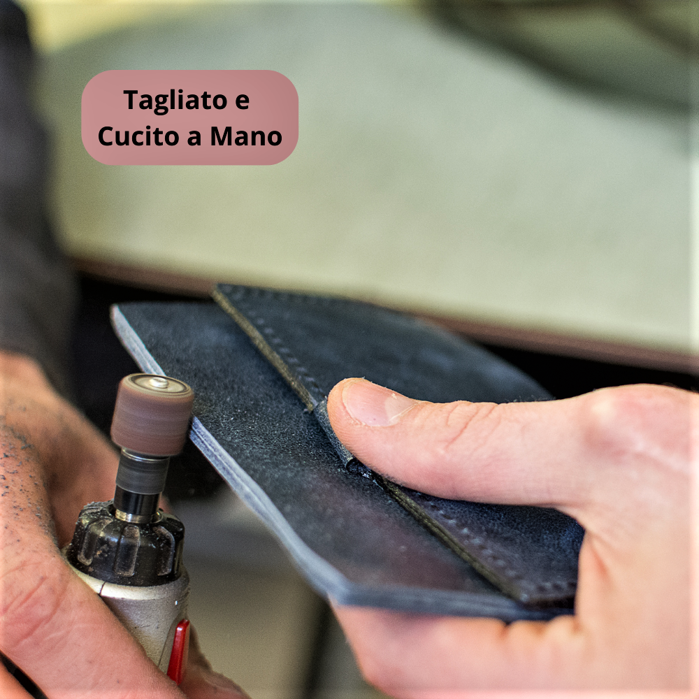 Cartera de piel de vacuno auténtica con tecnología RFID