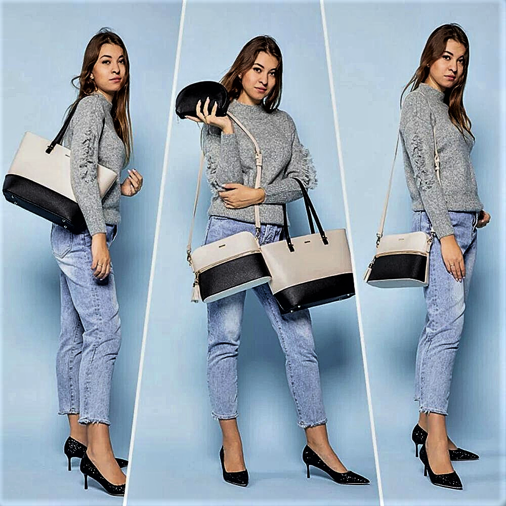 Conjunto de dos bolsos y un clutch: elegancia y funcionalidad