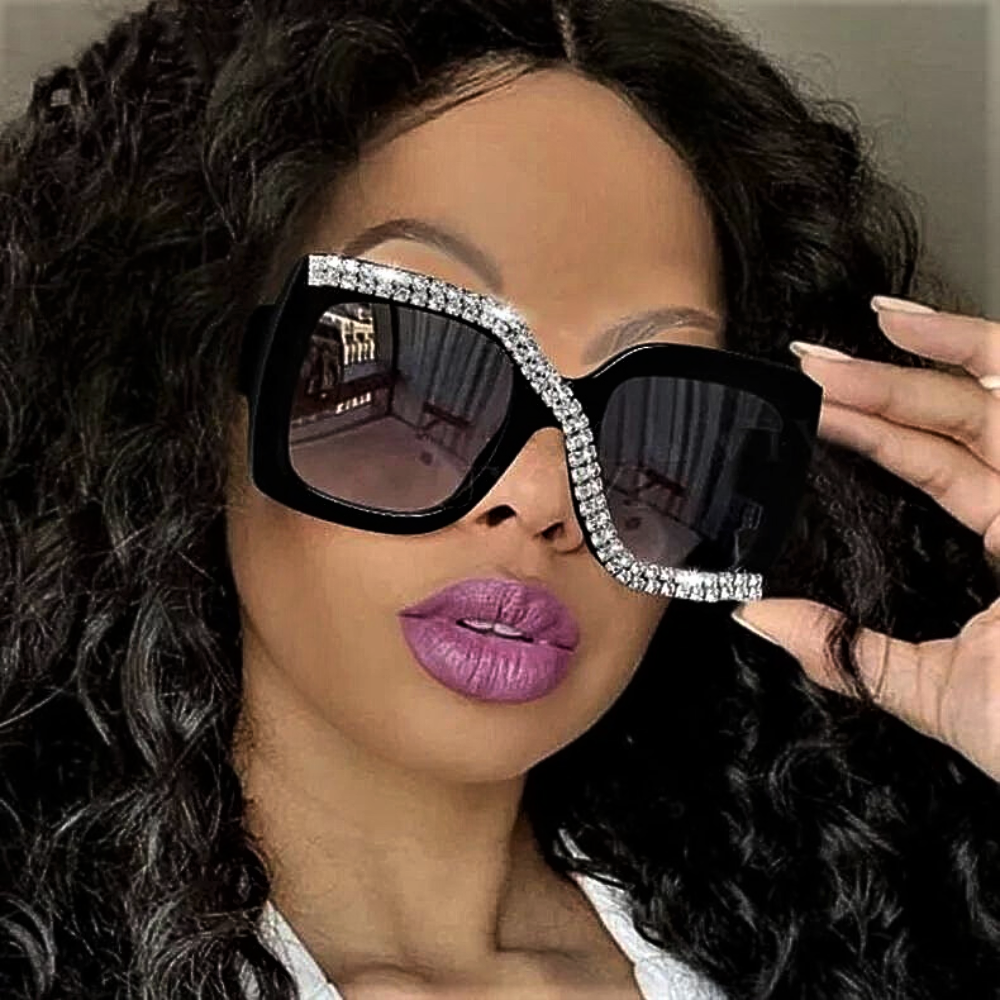 Gafas de sol cuadradas con diamantes de imitación para mujeres atrevidas