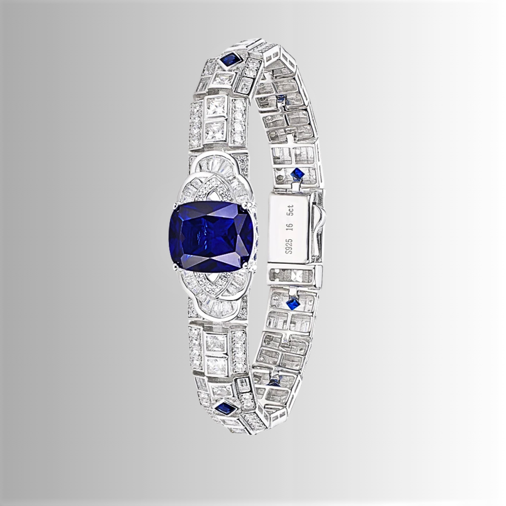 Bracciale con Zaffiro Royal Blue di Ct 5,00 e Diamanti Lab Grown