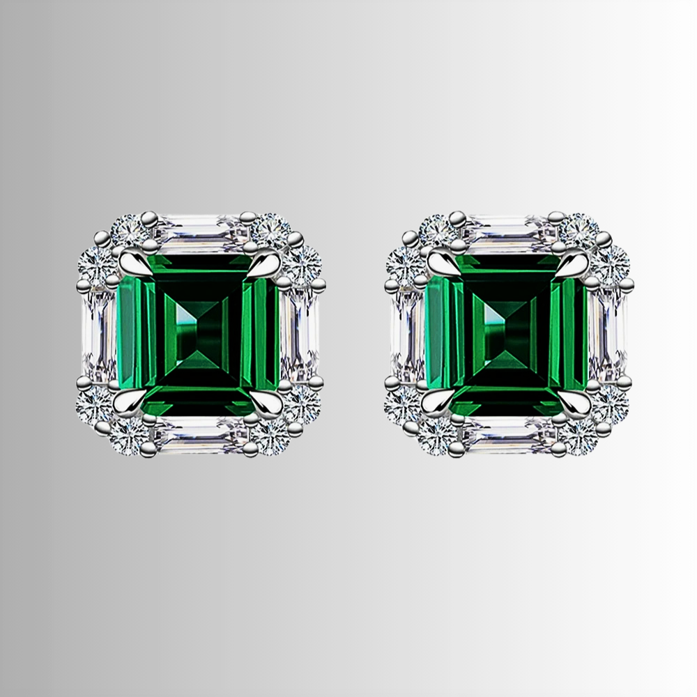 Mini Collezione di Orecchini con Gemme Lab Grown Taglio Asscher, Baguette e Brillante