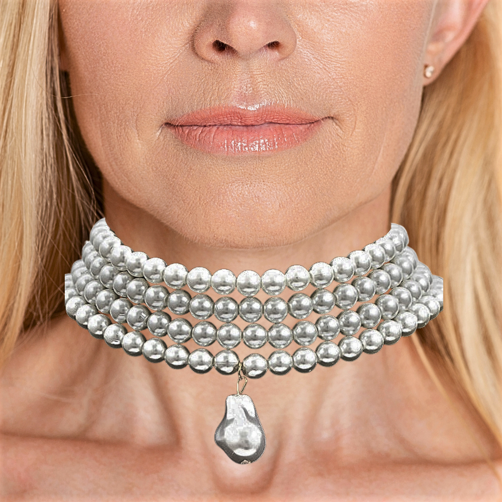 Collar con Perlas Naturales y Colgante de Perla Scaramazza