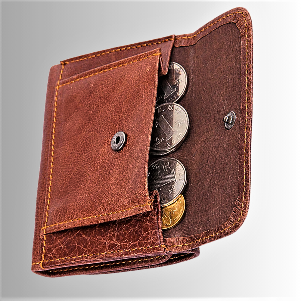Cartera de piel de vacuno auténtica con tecnología RFID
