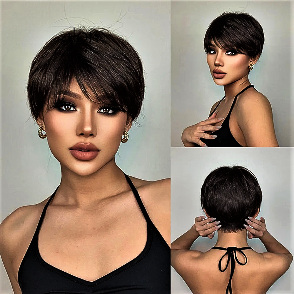 Peluca corta con mechas: estilo, elegancia y comodidad