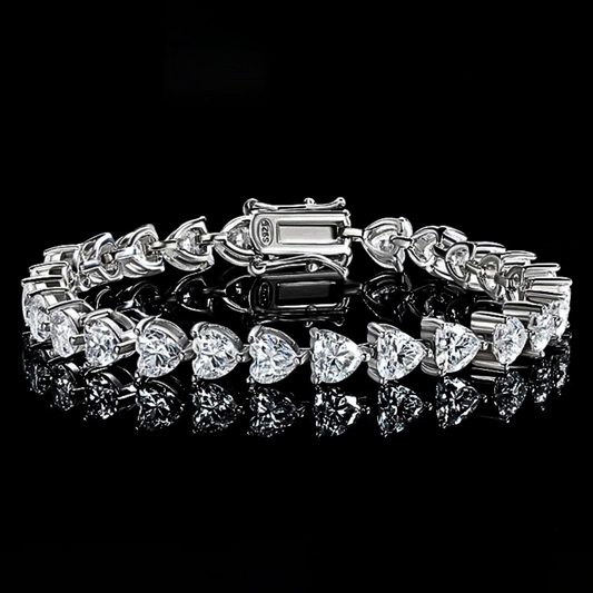 Bracciale Tennis con Moissaniti D Color Taglio Cuore