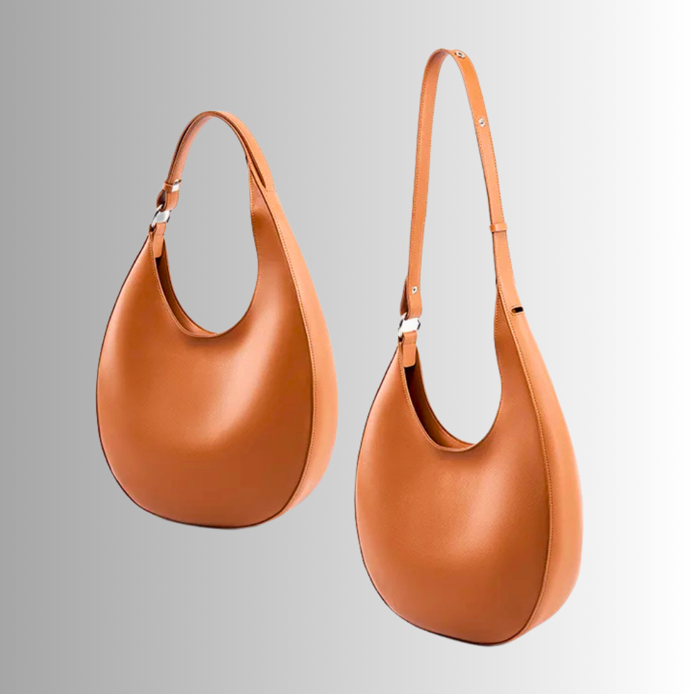 Borsa Hobo Allungata in Vera Pelle di Vitellino