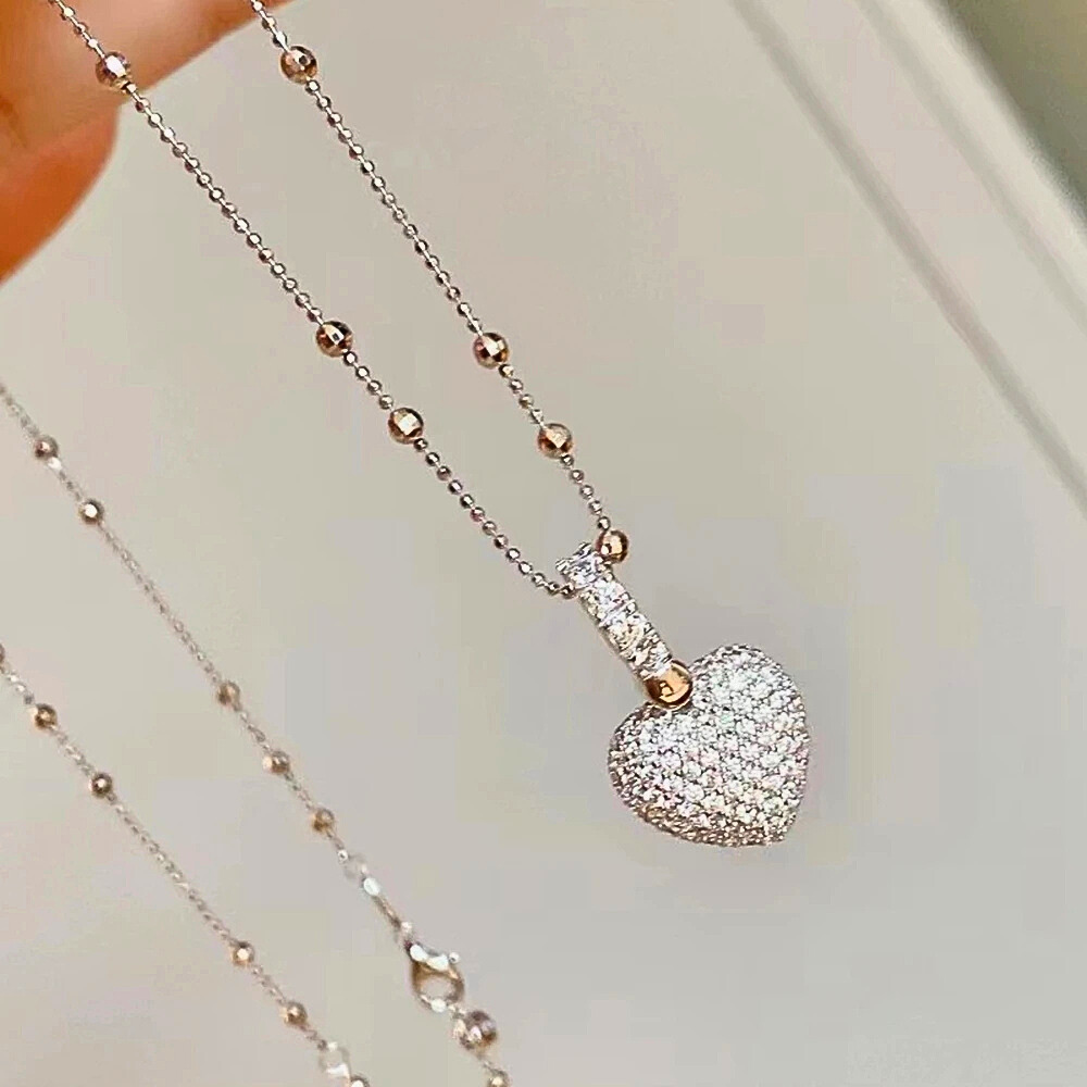 Collana con Ciondolo a Cuore con Brillanti Coltivati