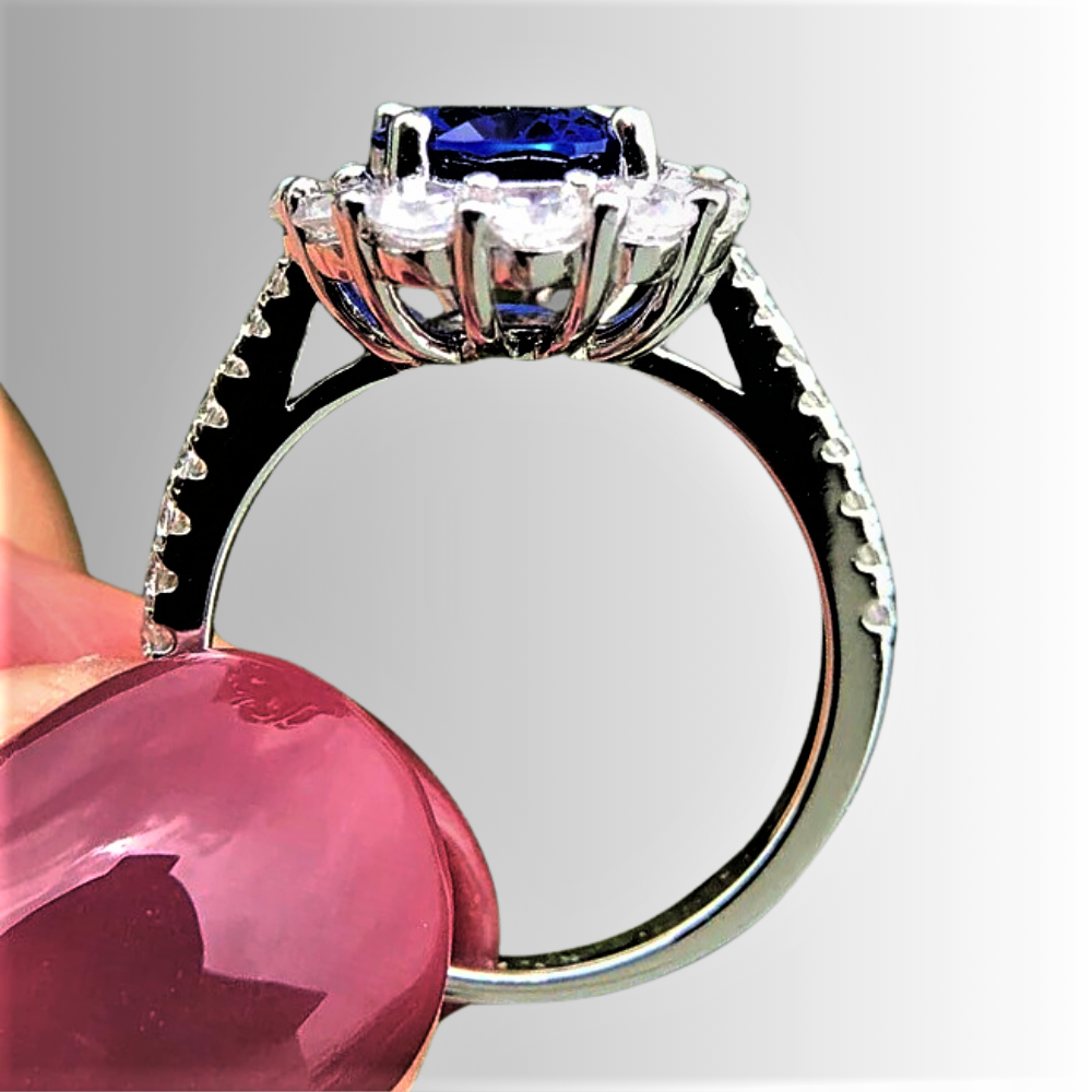 Anillo "Flor Azul" Elegancia italiana atemporal