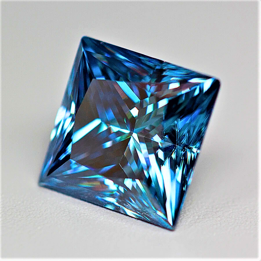 Moissanite Blu Zaffiro Taglio Princess Certificata