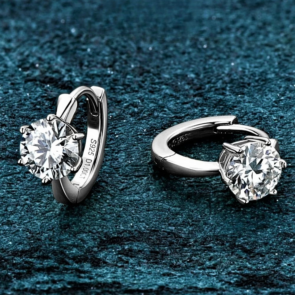 Orecchini a Solitario con Moissanite D Color per totale ct 2.00