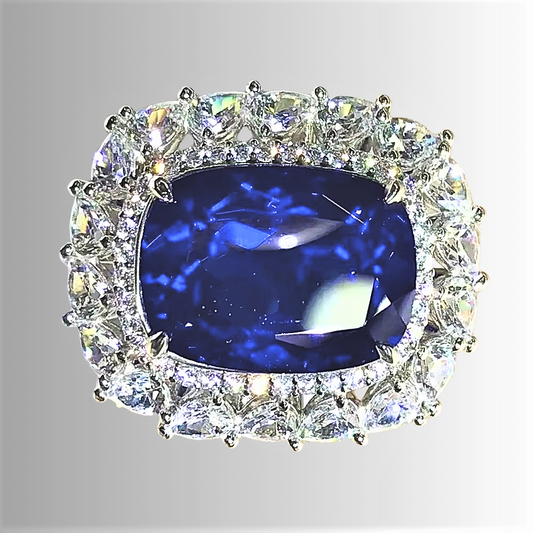 Fascione con Moissanite Zaffiro Taglio Cuscino Allungato da ct 10,00 con D Color Taglio Brillante e Goccia