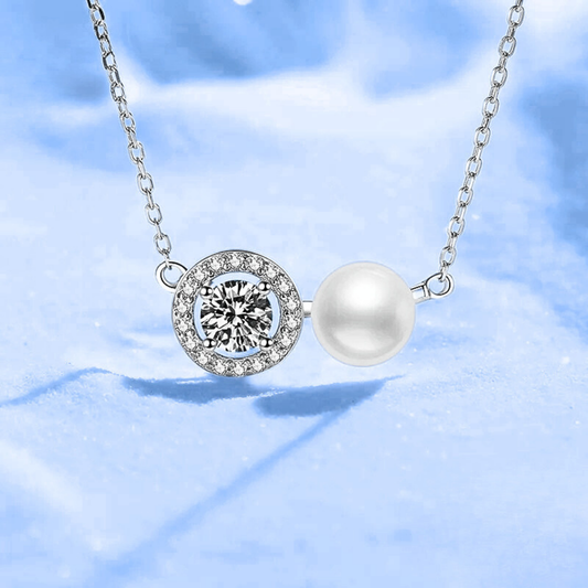 Collana con Moissaniti e Perla Naturale