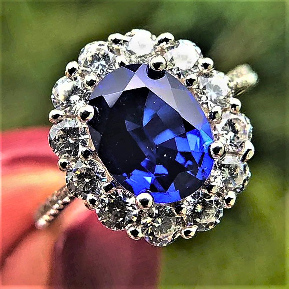 Anillo "Flor Azul" Elegancia italiana atemporal