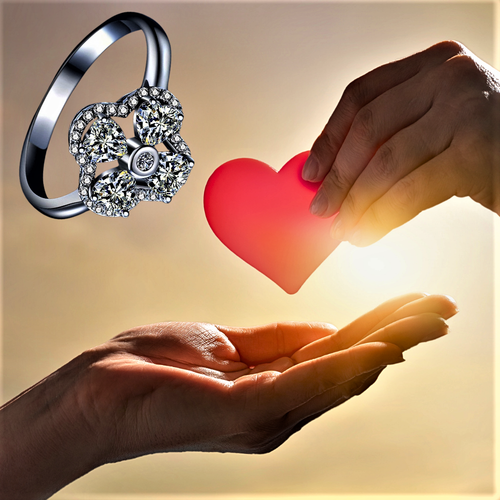 Anillo "Póker de Corazones" Una brillante declaración de amor